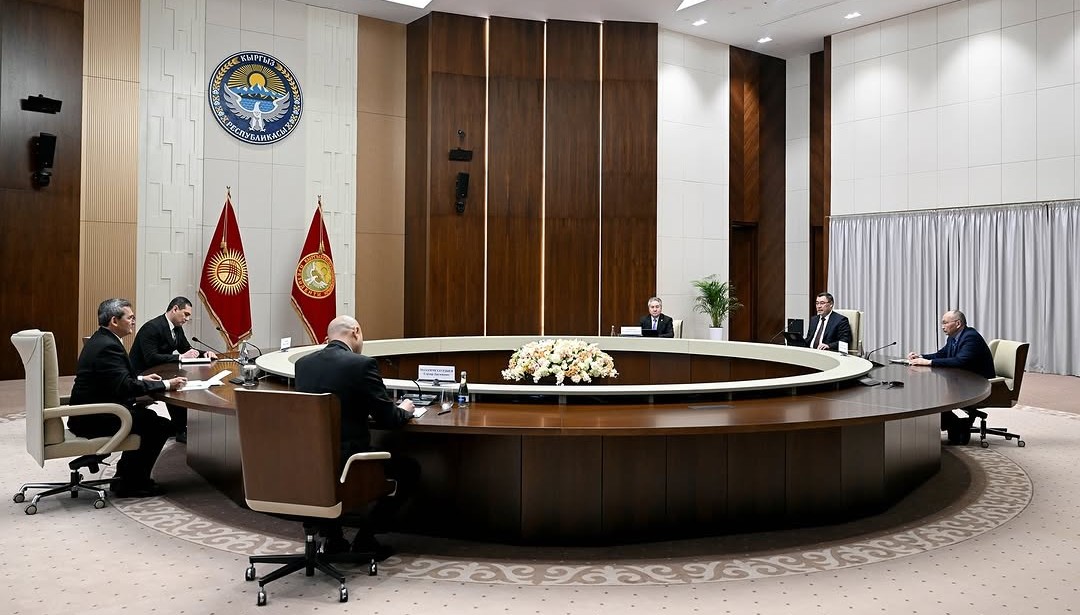 Meeting of the President of the Kyrgyz Republic Sadyr Japarov with the Minister of Foreign Affairs of Turkmenistan Rashid Meredov, February 26, 2025, Bishkek, Kyrgyzstan (Photo: Embassy of Turkmenistan in Kyrgyzstan)